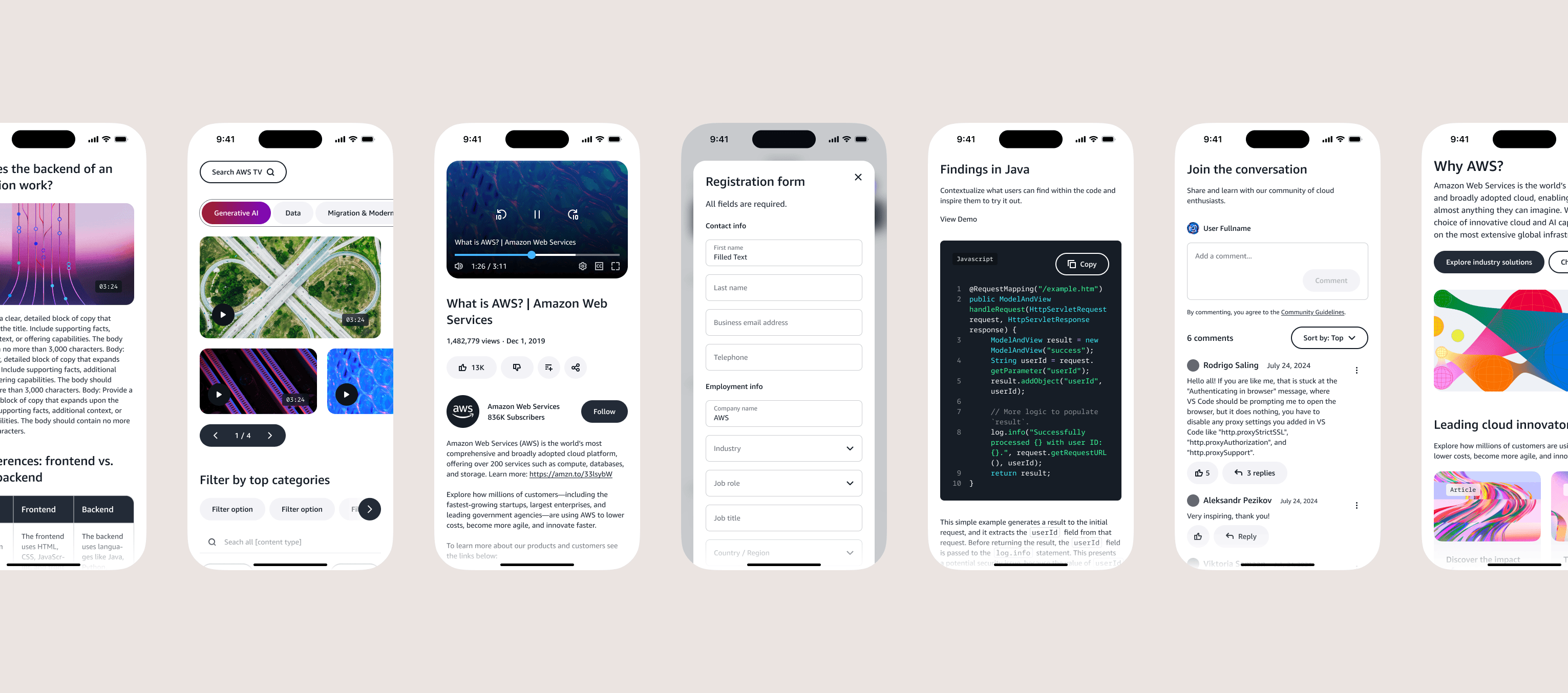 Side-by-side screens showing Mobile breakpoint designs inside iPhone frames.